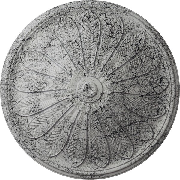 Ekena Millwork Brontes Ceiling Medallion (Canopies up to 3 5/8"), 25 1/2"OD x 5 1/2"P, Ultra Pure White Crackle CM25BRUWC - main
